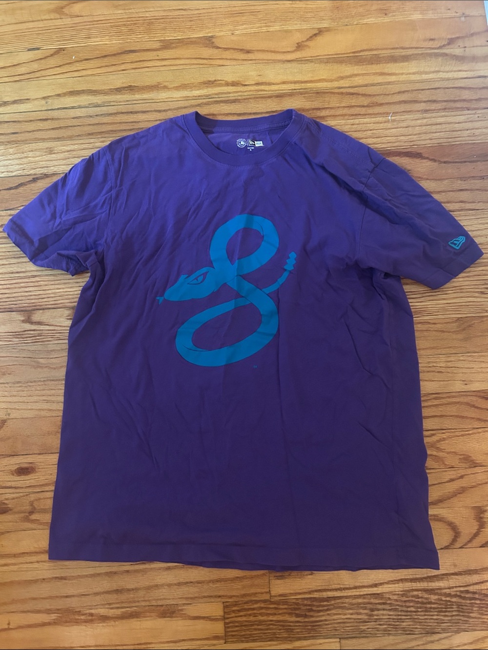 New Era Purple Short Sleeve Tee with Teal Snake Graphic